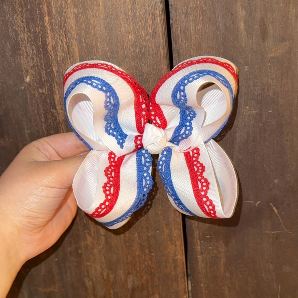 Red and Blue Ribbon Bow